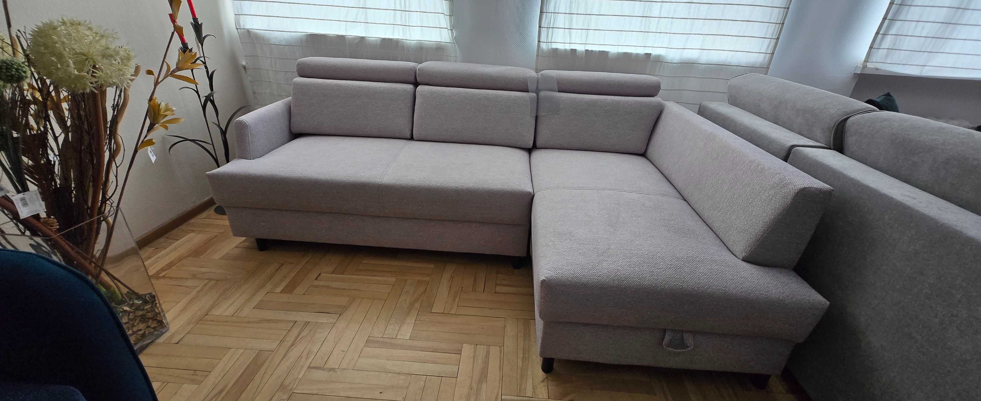 Narożnik 228x158 FIORE z funkcją spania i poj. szary
