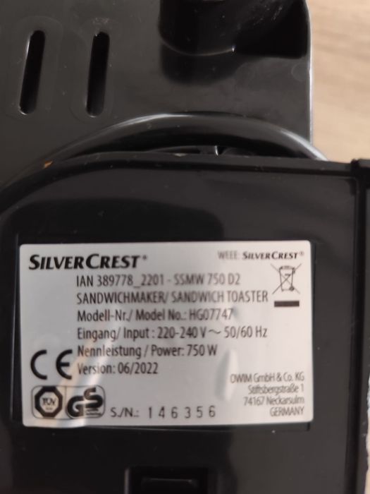 Tostadeita / sanduicheira Silvercrest