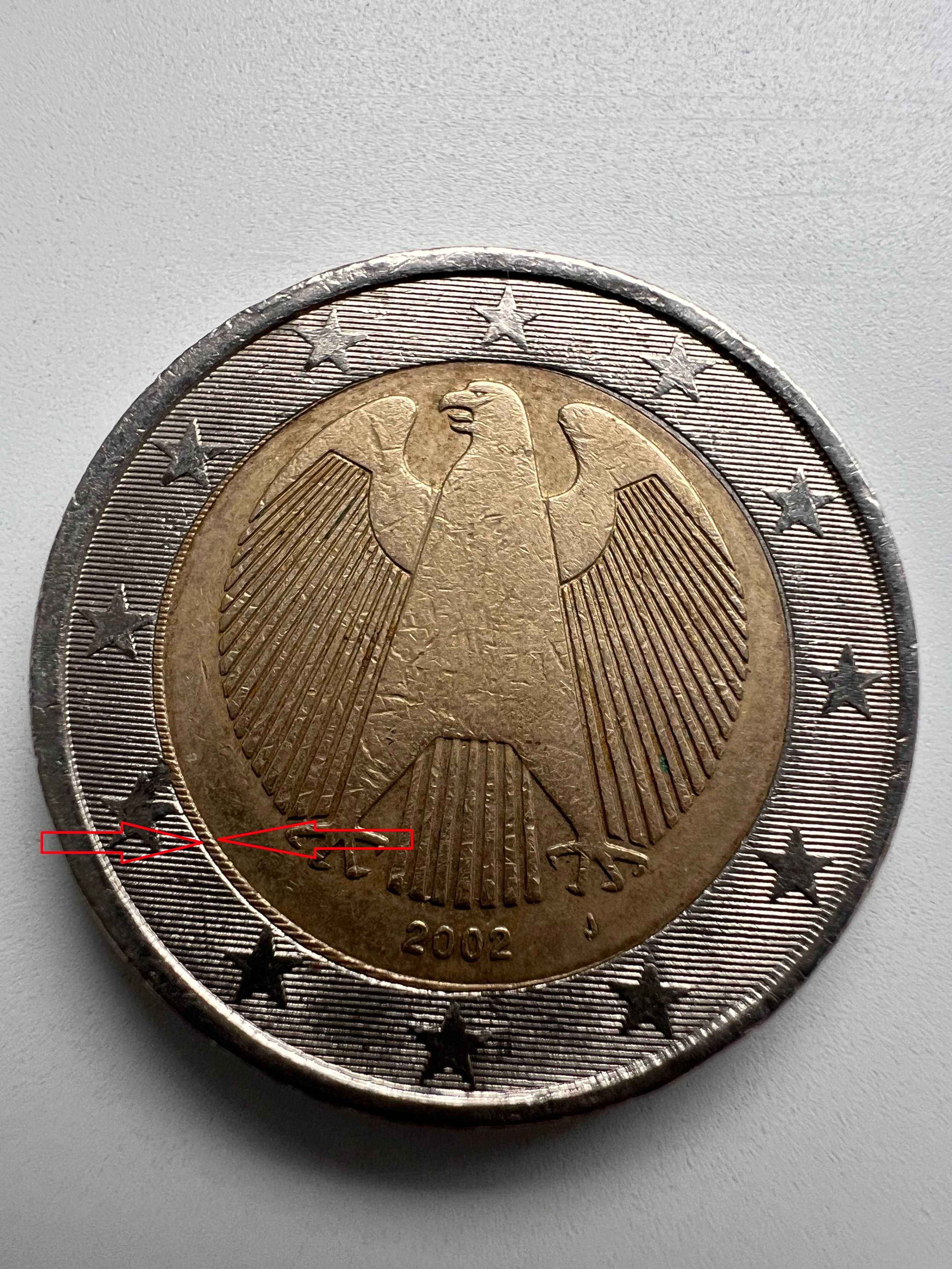 2 € euro Monety z błędami destrukt skrętka
