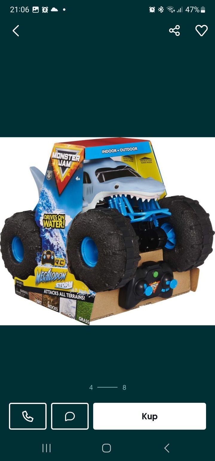 Sterowany Megalodon Storm Monster Jam RC samochód 1:15 Spin Master