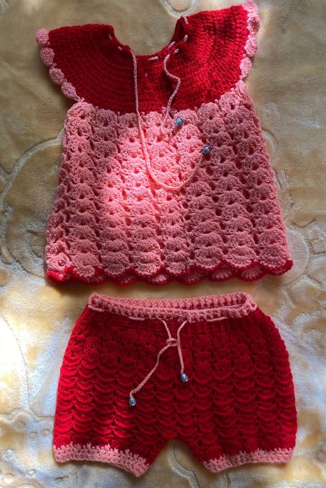 Вʼязаний літній костюм на дівчинку 2 років