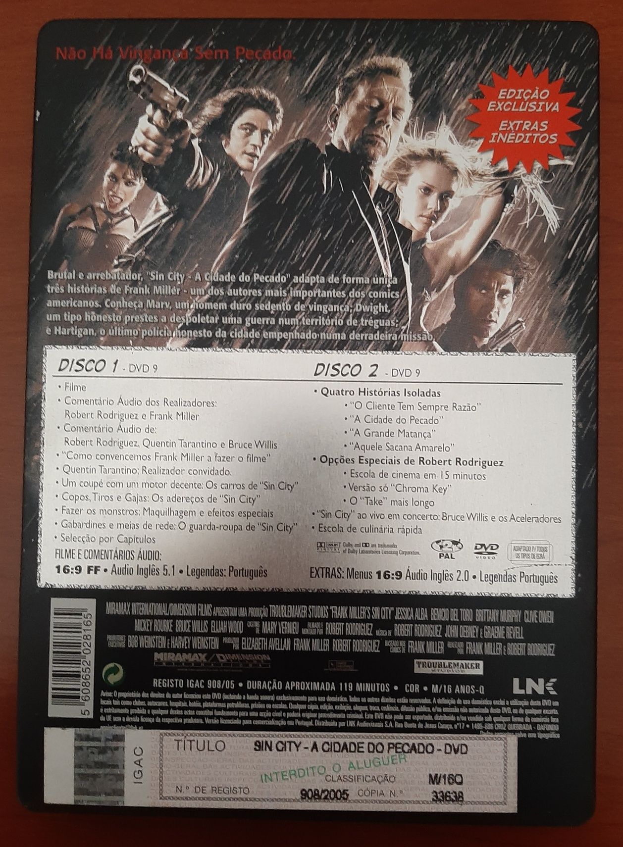 DVDs "Sin City - A Cidade do Pecado" - Edição Colecionador
