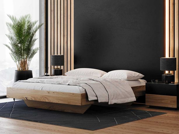 Łóżko drewniane Dębowe 160x200cm Lewitujące Bergamo, różne wymiary