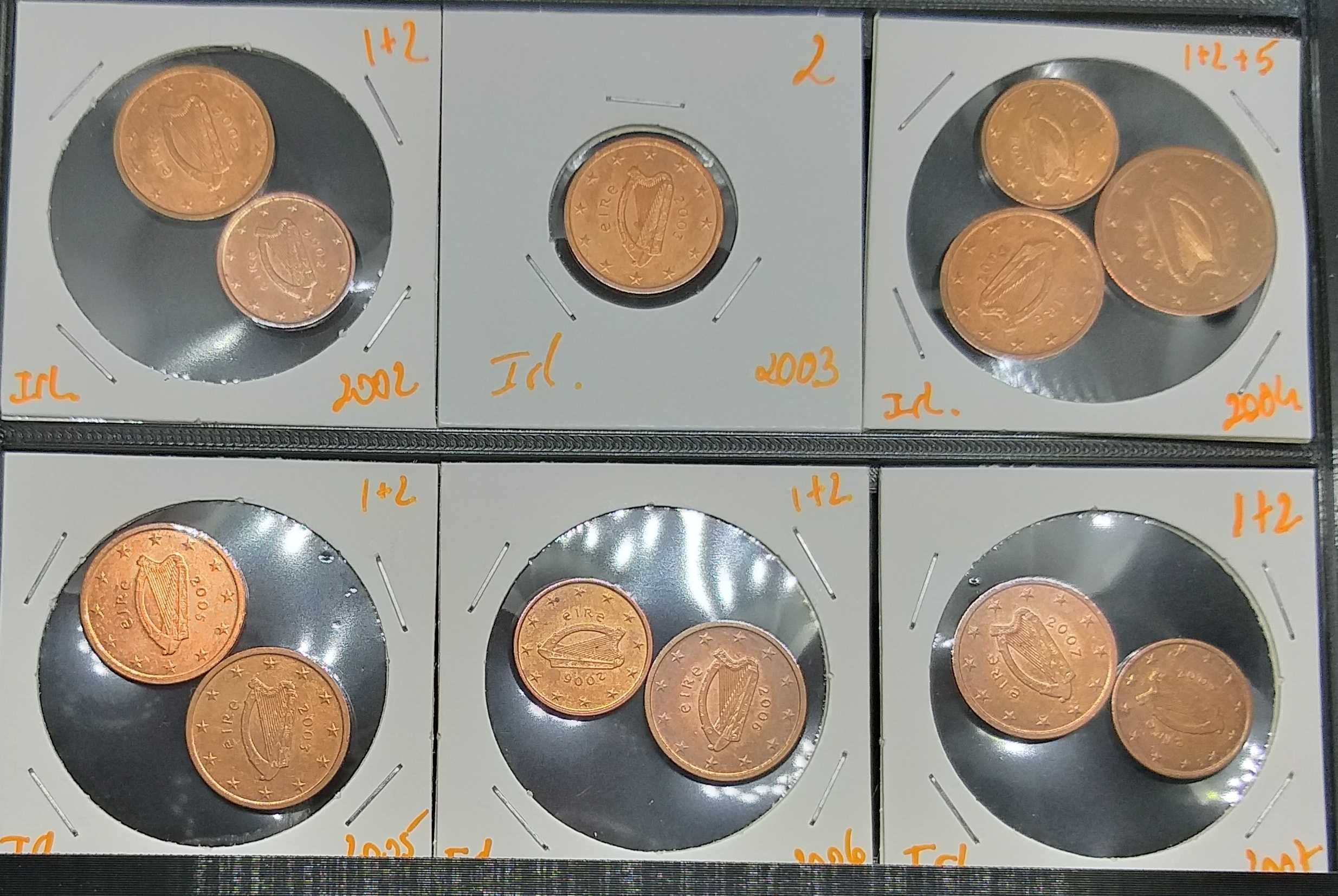 Lotes de moedas de 1,2e5 cêntimos de vários países