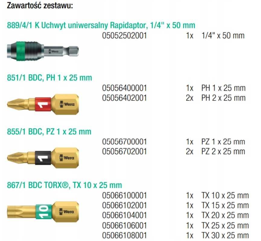 WERA BIT-CHECK 12 DIAMOND 1 SB zestaw bitów