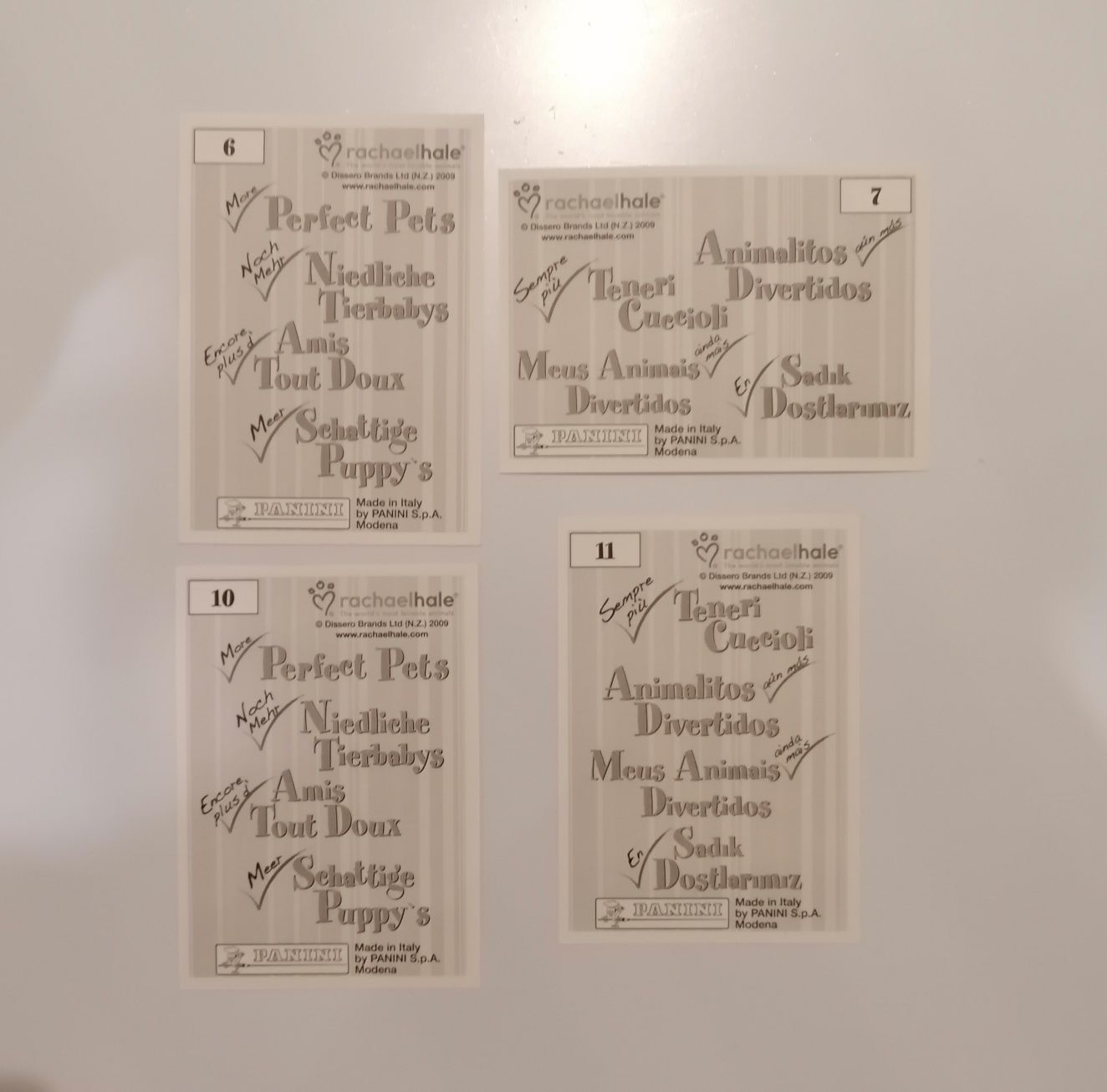 Conjunto de 4 cromos Meus Animais Divertidos, edição 2009 Panini