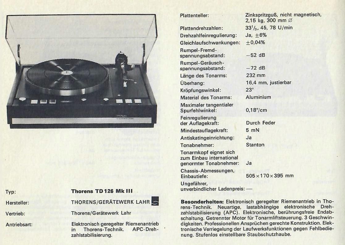 Gramofon Thorens TD 126 MK III Electronic