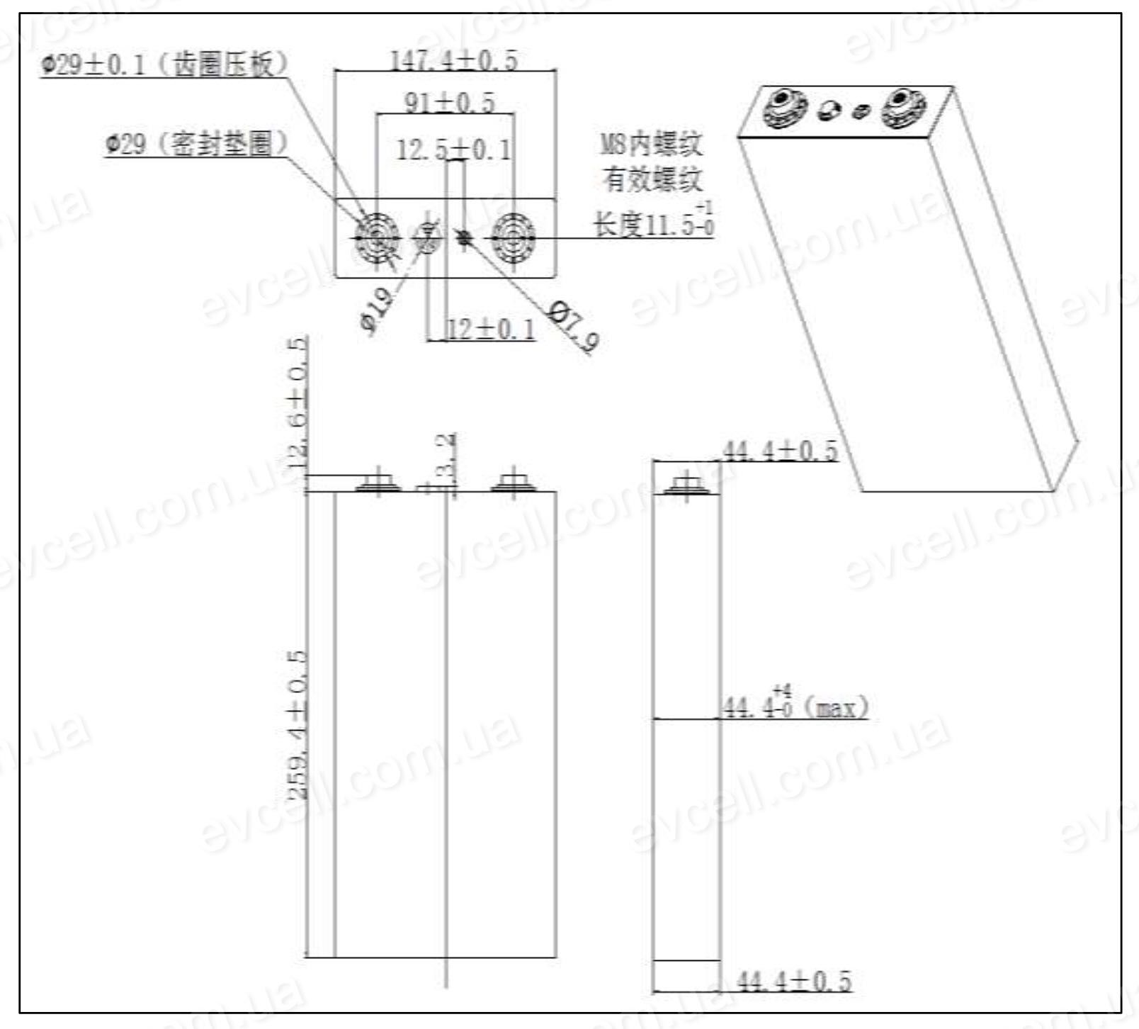 3.3кВт Комплект залізофосфатних акумуляторів 8шт на 24v LiFePo4 130Ah