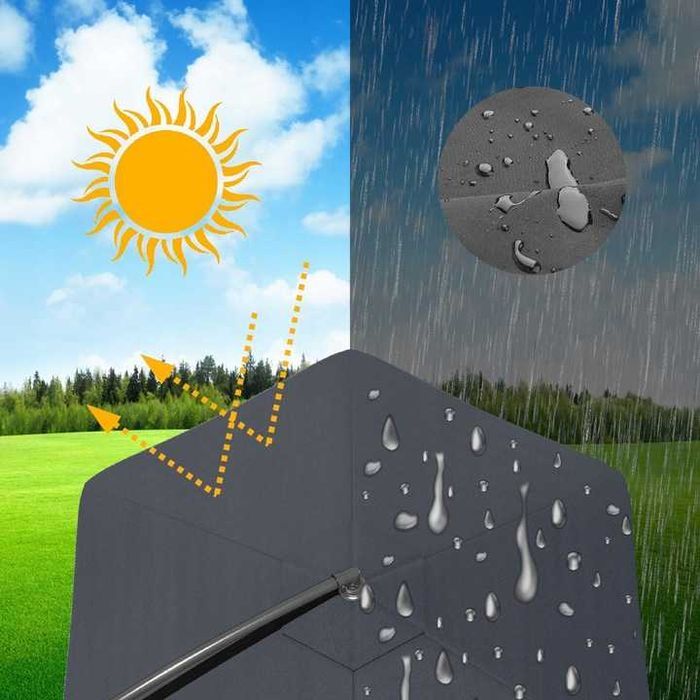 Parasol ogrodowy z wysięgnikiem, duży, stabilny DM szary 350 x 250 cm