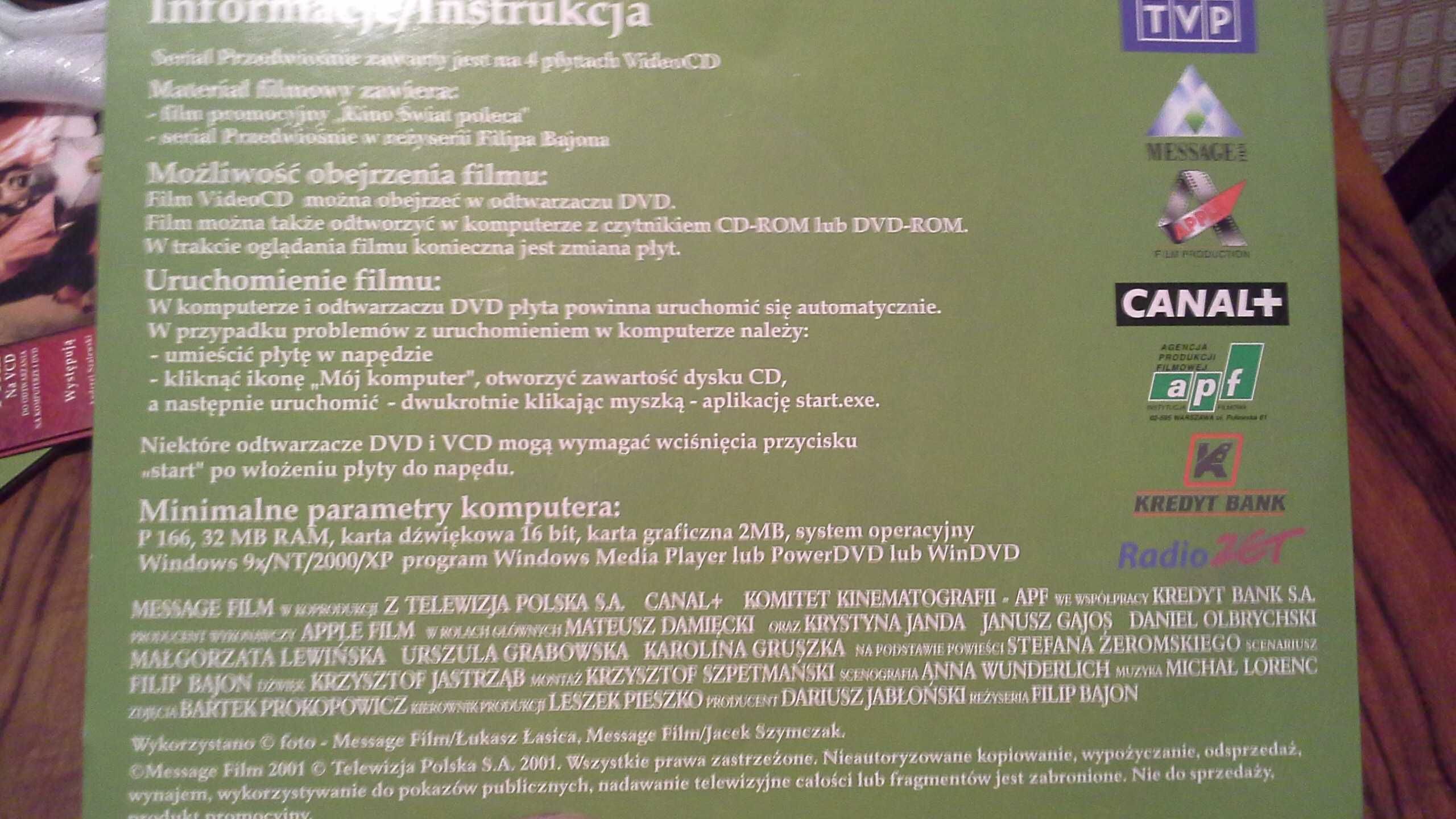 Przedwiośnie - film na 4 płytach VCD - Nowe - Wielka kolekcja filmowa