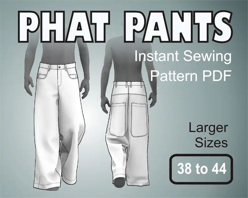 Выкройка для широких штанов sk8 rap pants baggy jeans phat