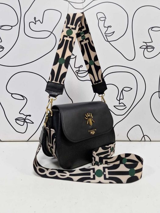 EGO Skórzana damska torebka listonoszka  robak owad