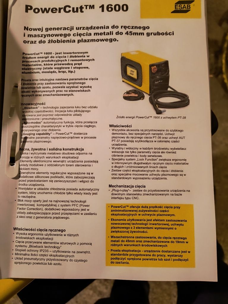 Przecinarka Plazmowa ESAB 90A palnik thermal sl100