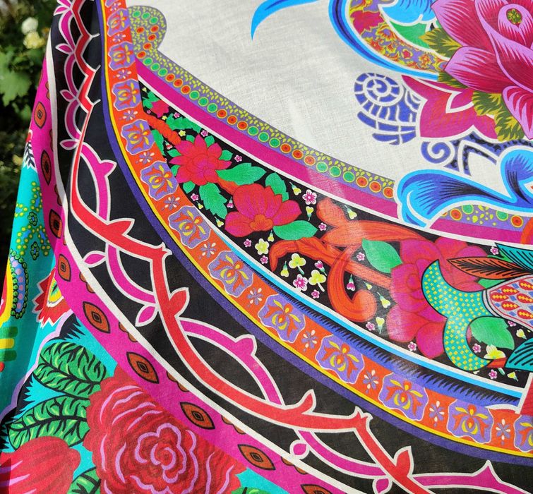 Duża chusta szal dupatta kwiaty folk orient hijab turban pareo