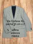 Via Cortesa rozm L XL beżowa kremowa męska marynarka kratka wełna