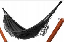Hamak czarny boho 220x150 nowy bez drazka