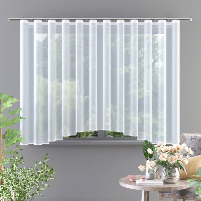 Firanka batyst gotowa z lamówką łuk 300x150 cm biała