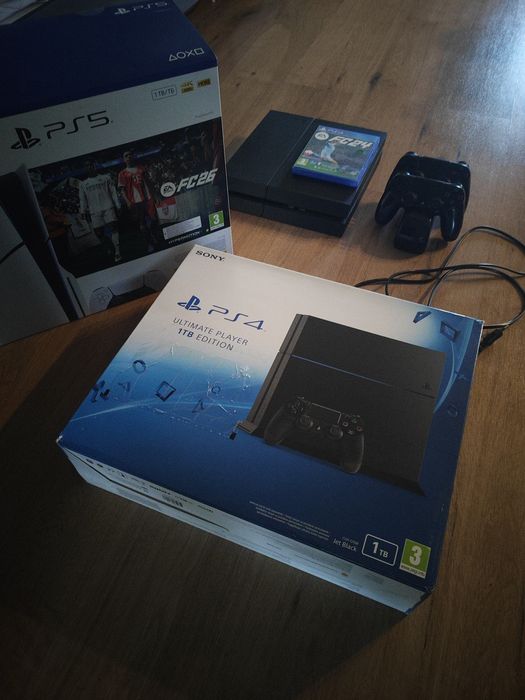 PS4 1 TB 2 x PAD FC24 Ładowarka