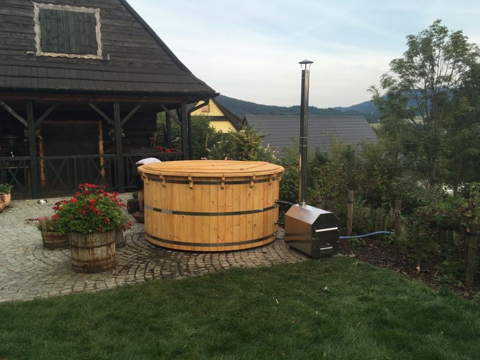 Basen Kąpielowy Balia Wodna Gorąca Beczka Bania Ruska z Piecem Hot Tub
