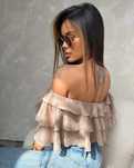 Bluzka LaManuel Latina czarna ecru beżowa XS S M L