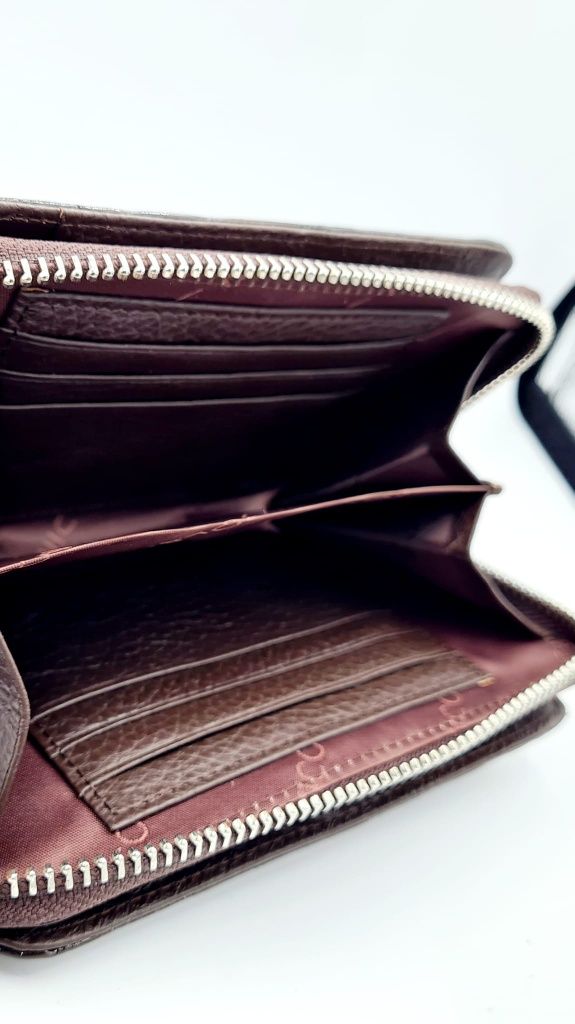 Nowy skórzany portfel damski lakierowany marki Nicole brązowy