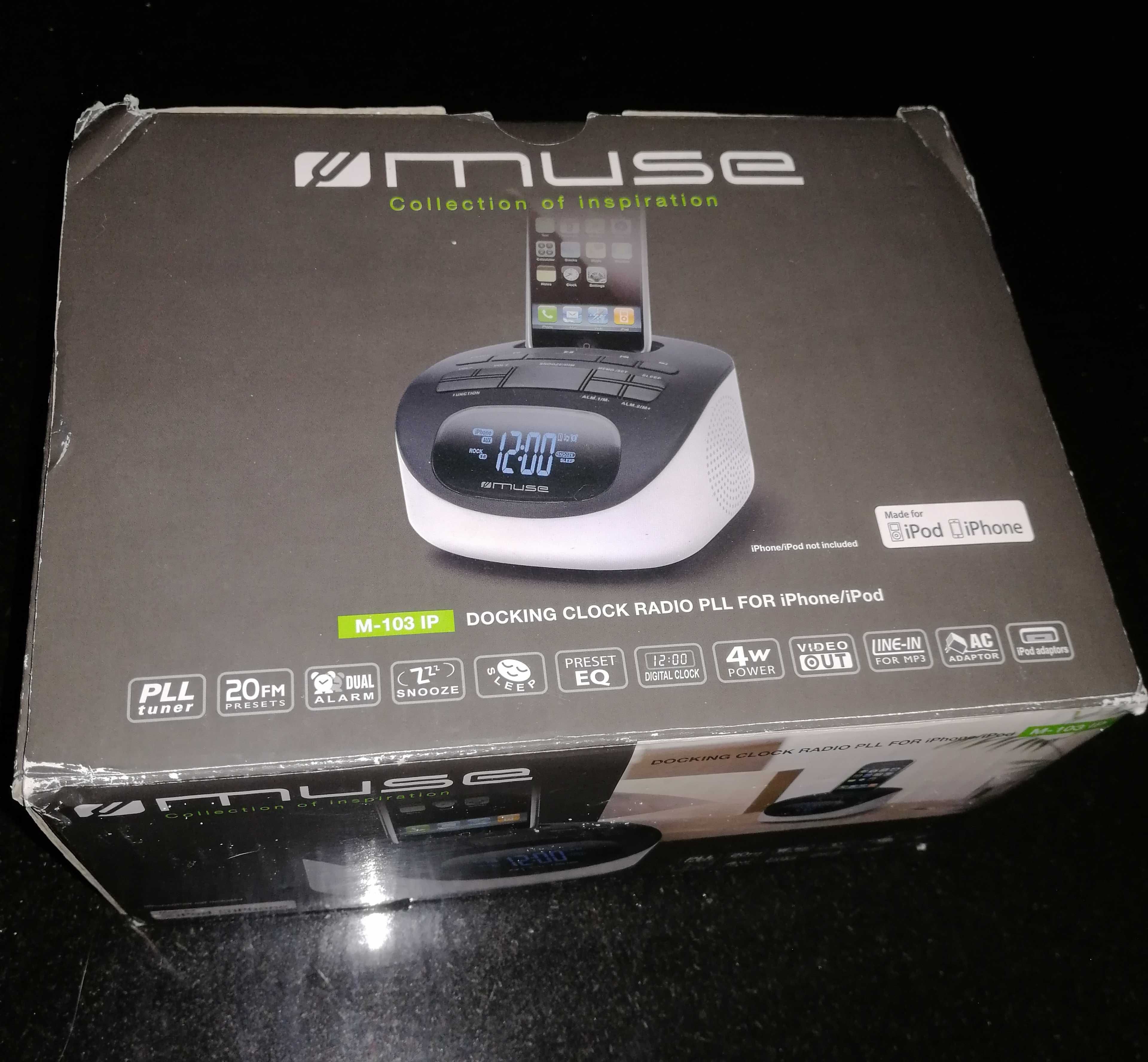 MUSE docking clock radio para iphone/ipod