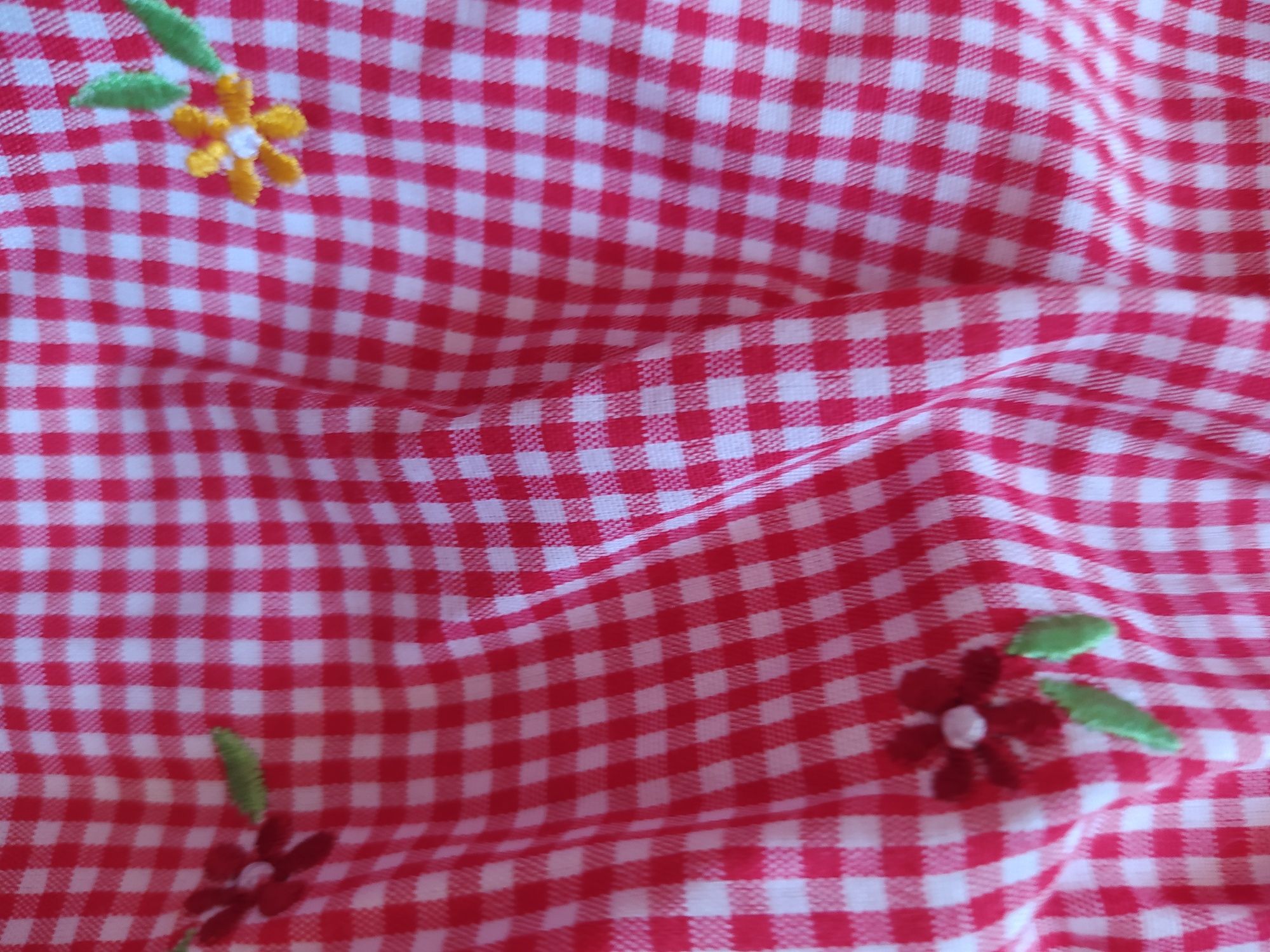 Vestido Vichy encarnado 6 meses (tem flores bordadas)