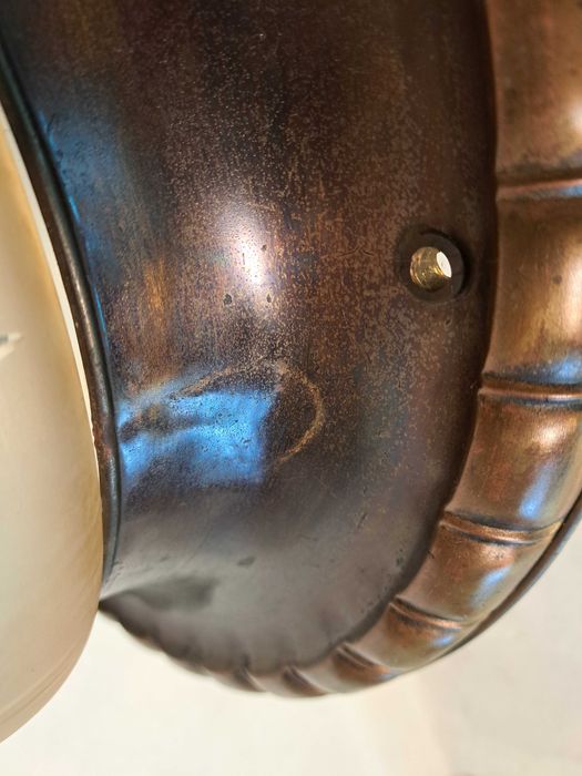 Plafon mosiężny art deco secesja szklany klosz grawerowany ampla lampa