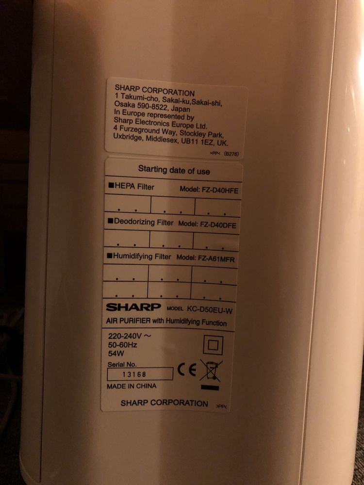Nawilżacz oczyszczacz jonizator powietrza SHARP FZ-D40HFE