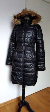 płaszcz płaszczyk damski pikowany dwustronny z kapturem jesieny zimowy