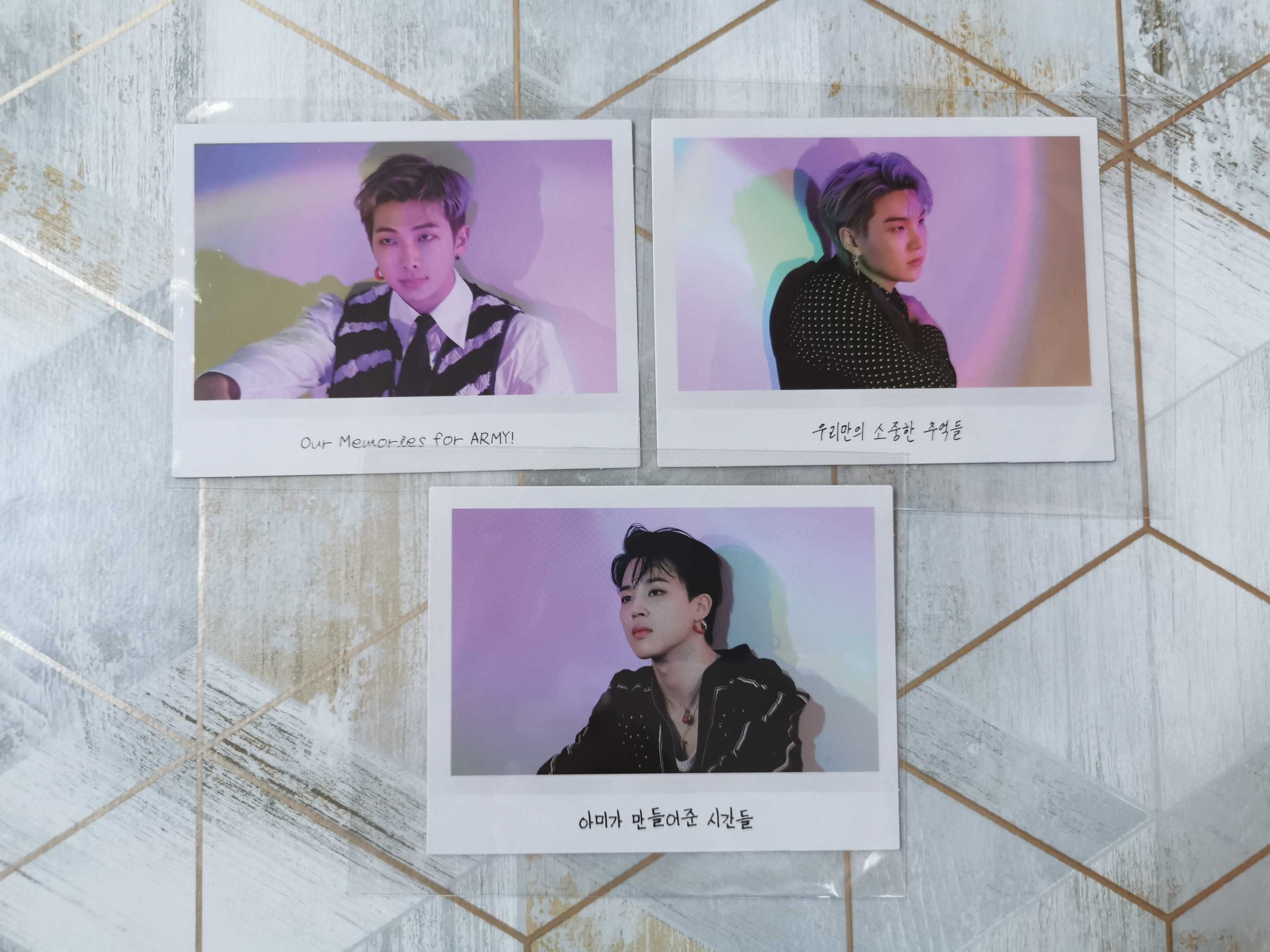 BTS Memories 2021 blu ray postcards (RM, SUGA, Jimin)