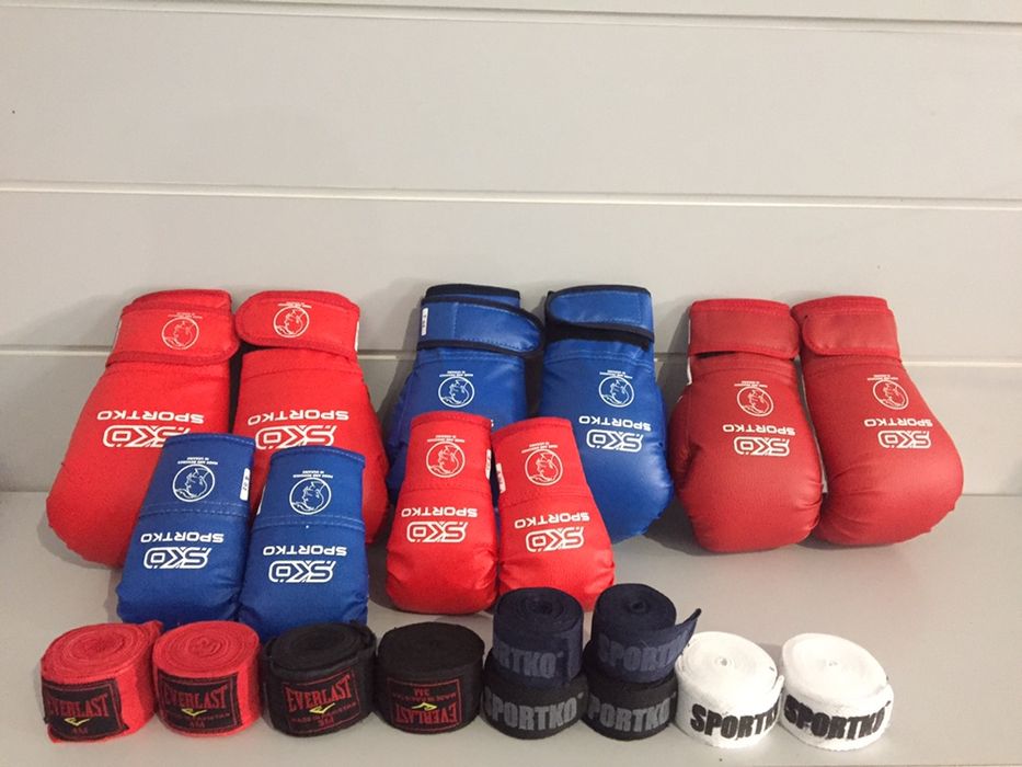 Детские боксерские перчатки Бинты Sportko тренировочные 6,7,8,10,12унц