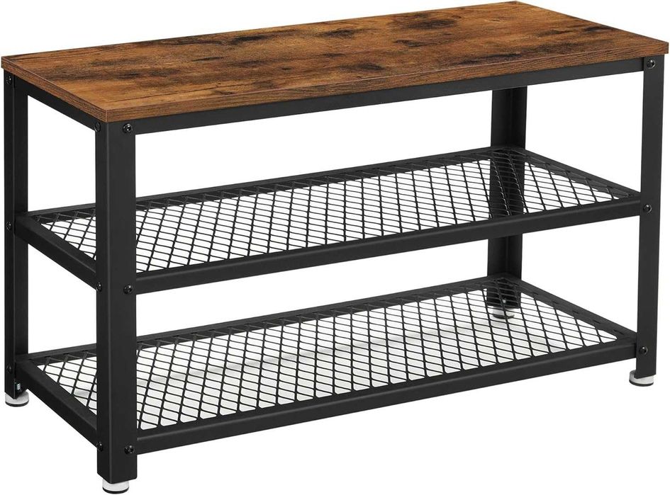 Stojak na buty z siedziskiem ,rustykalny brąz,czarny