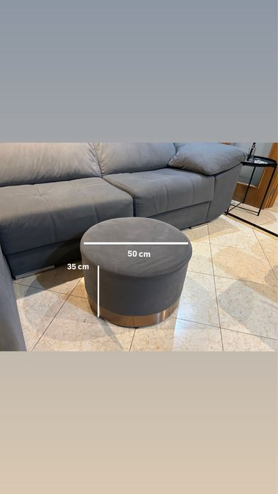 Sofá Retrátil e Reclinável Cinza + Puff —