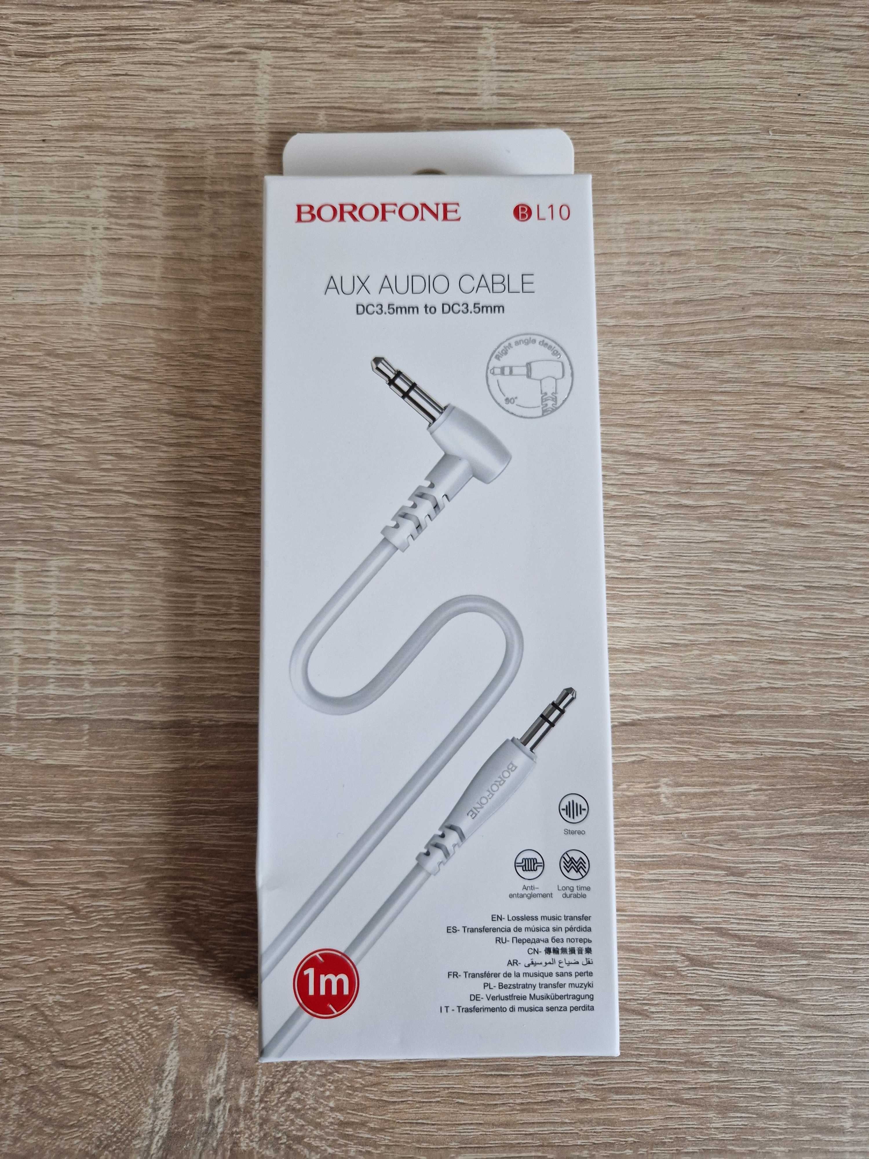Borofone Kabel BL10 - jack 3,5mm na jack 3,5mm - kątowy 1 metr biały