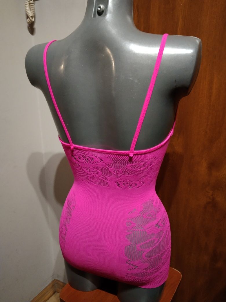 S 36 różowy seksowny komplet kostium body strój kabaretki sukienka sex
