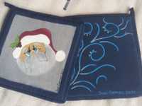 Conj. 2 pegas novas cozinha acolchoadas motivos Natal pintadas à mão