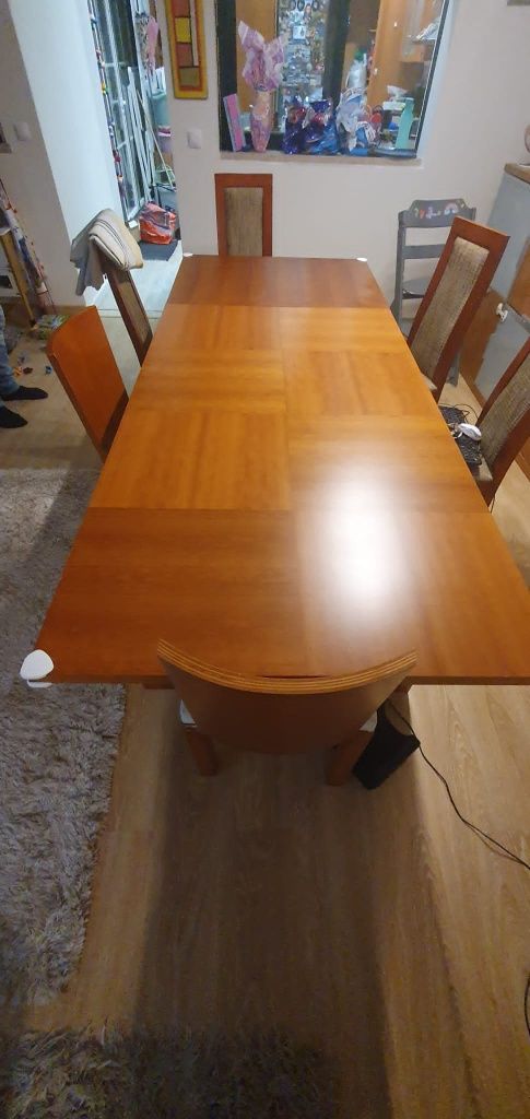 Mesa de sala de jantar extensível madeira carvalho