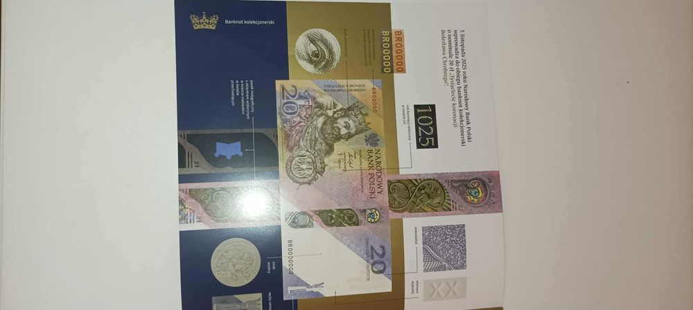 Banknot 20 zł - Tysiąclecie kor. B. Chrobrego - kolekcjonerski 2025 r.