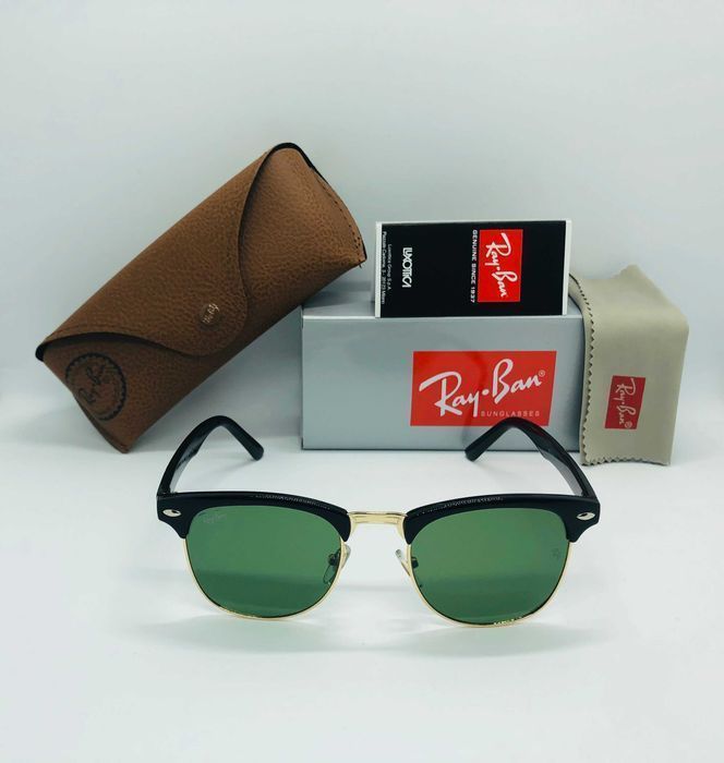 Солнцезащитные очки Ray Ban Clubmaster 3016 Gold-Green 51мм стекло