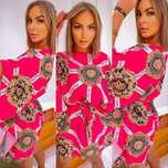 Greckie wzory V Sukienka Kimono Tunika Włoska M-XXL UNI Fuksja