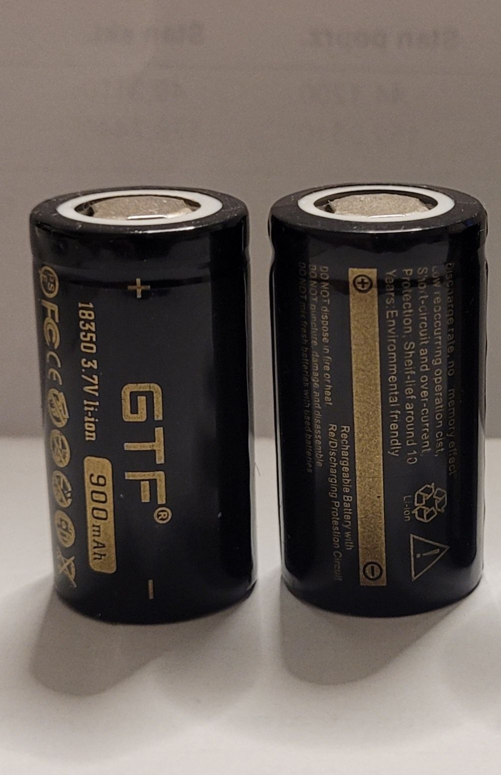 2 sztuki Akumulatorek 18350 akumulatorki Li-ion 900 mAh GTF