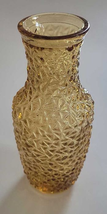 Wazonik wazon Lodowy grys Huta Szkła Prądniczanka miodowy PRL