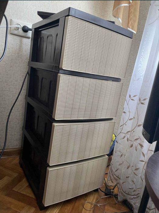 Пластиковий комод тумбочка стелаж полиця для взуття шафа шухляди тумба