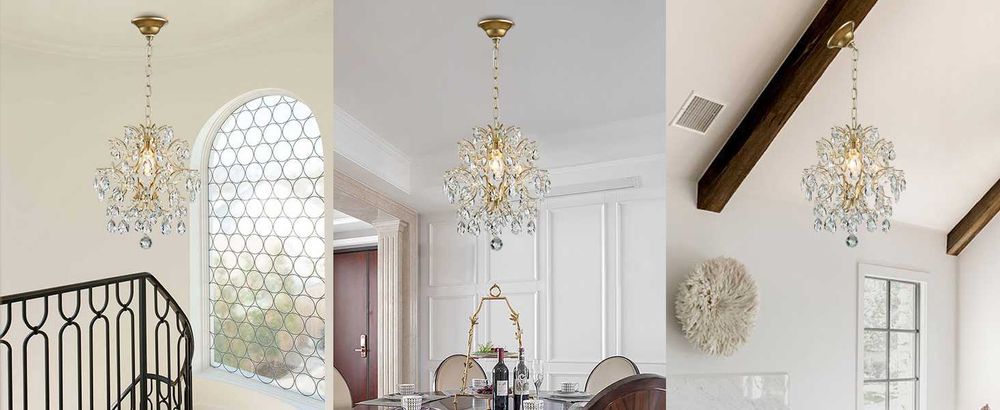 Luksusowy złoty żyrandol kryształowy BESTIER – 1 punkt światła 32 cm