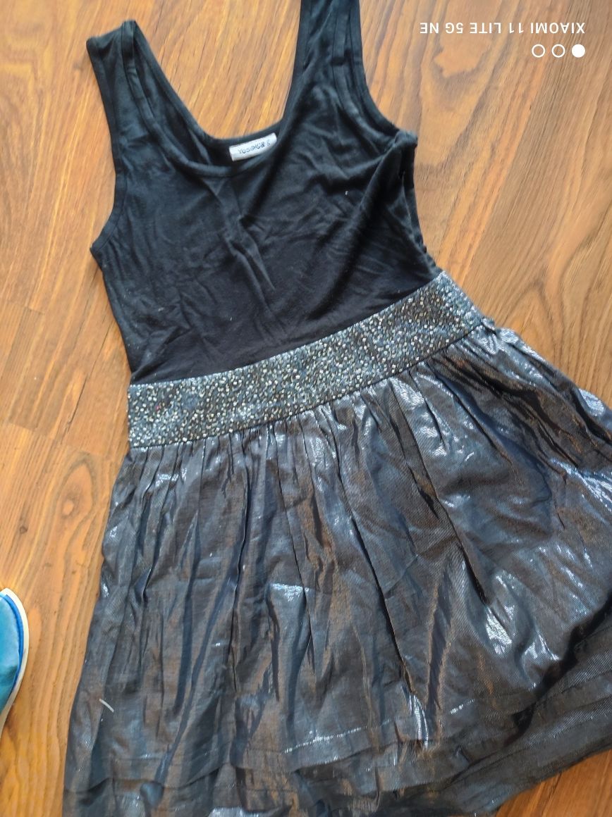 Sukienka czarno-srebrna M-L