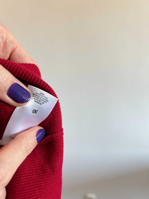 Czerwony damski sweter bawełniany dzianinowy L Petit Bateau