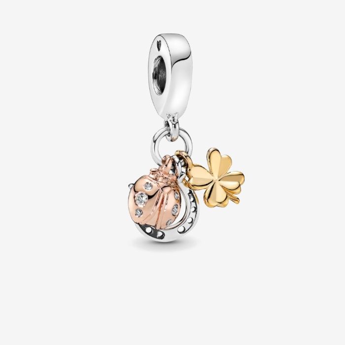 Charms zawieszka Rose Shine z podkową, koniczynką i biedronką