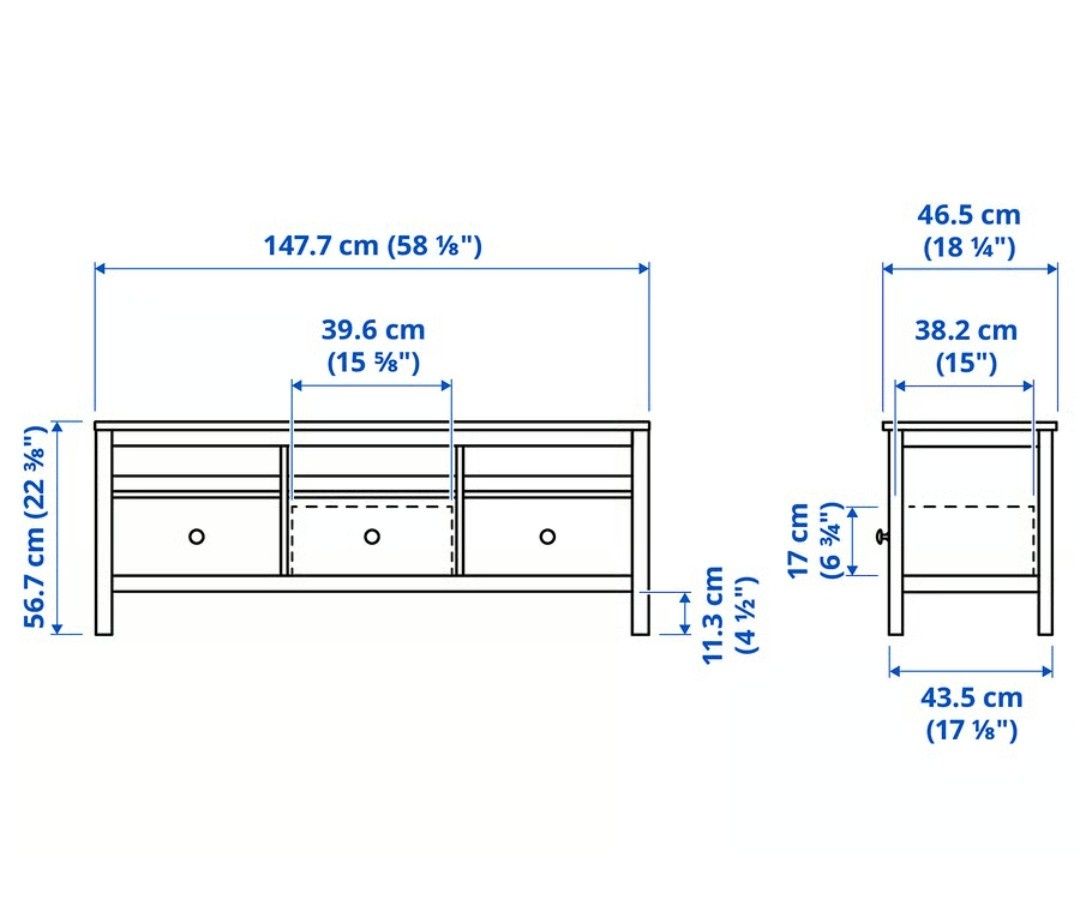 Szafka RTV Ikea Hemnes - drewniana, sosnowa - biała bejca