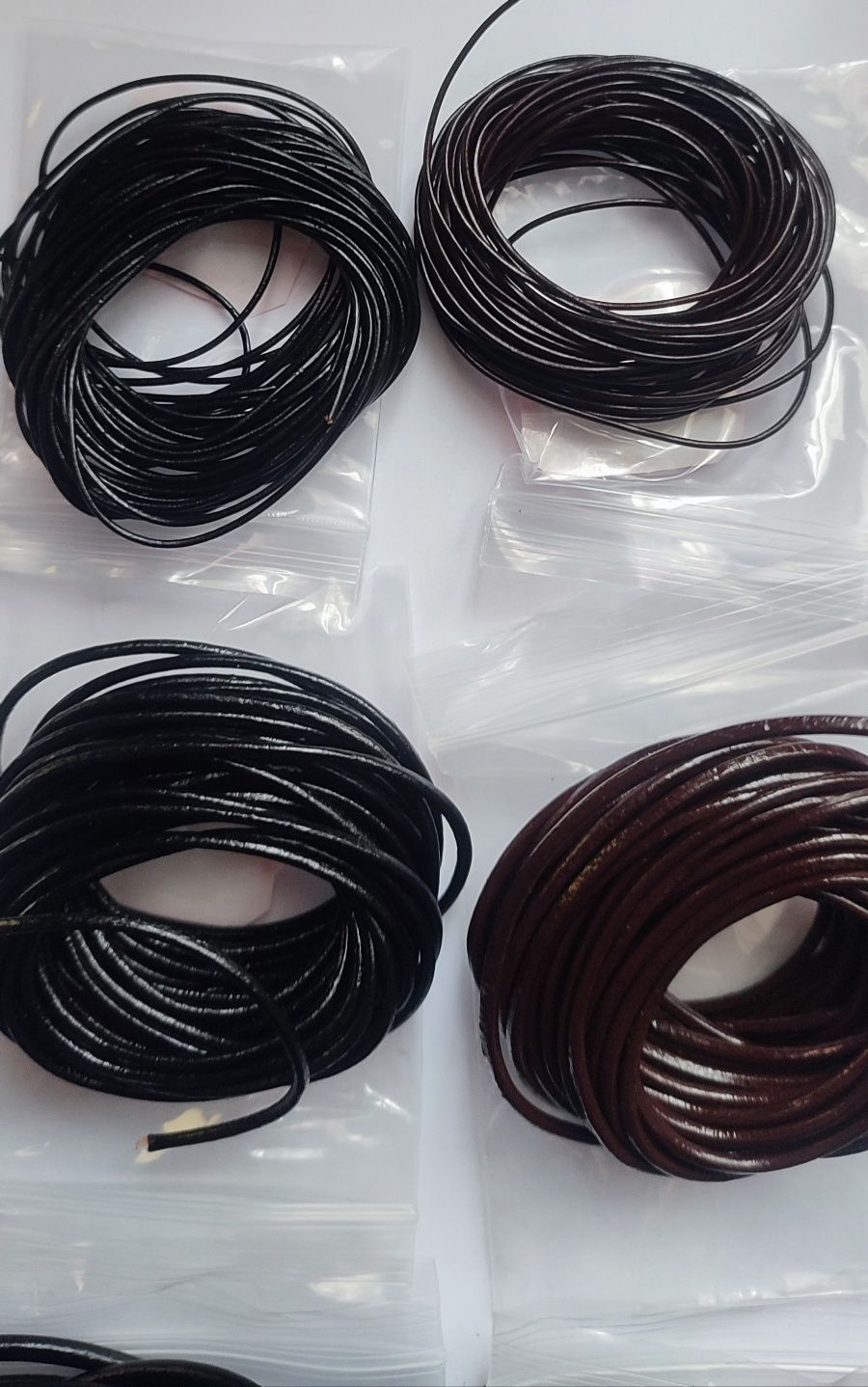 Кожаный ювелирный шнурок 1,1,5,2,2,5, 3,4,5мм, черный/тёмно-коричневый